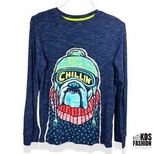 Cat & Jack Bulldog “Chillin” Tee Long Sleeve XL (16)